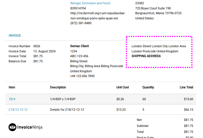 Invoices with different addresses / clients with multiple