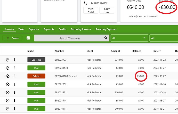deleted payment
