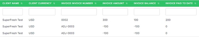 NegativeInvoice on InvoiceItemReport